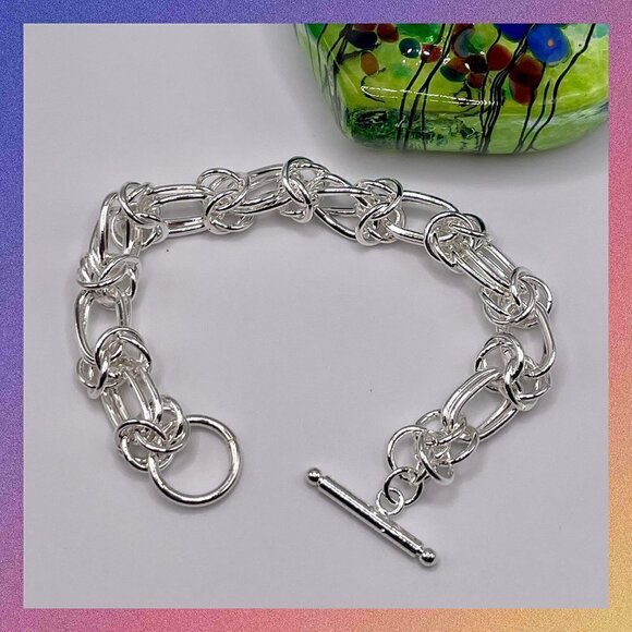 Sterling Silver 925 Double Chain Bracelet #1132 - Picture 1 of 6